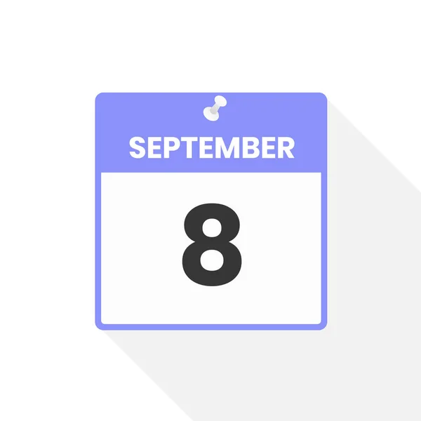 9月8日カレンダーアイコン 月のカレンダーのアイコンのベクトルイラスト — ストックベクタ