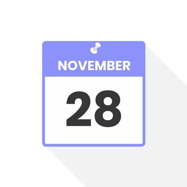 11月28日カレンダーアイコン 月のカレンダーのアイコンのベクトルイラスト — ストックベクタ