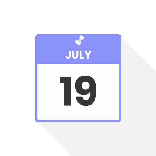 7月19日カレンダーアイコン 月のカレンダーのアイコンのベクトルイラスト — ストックベクタ