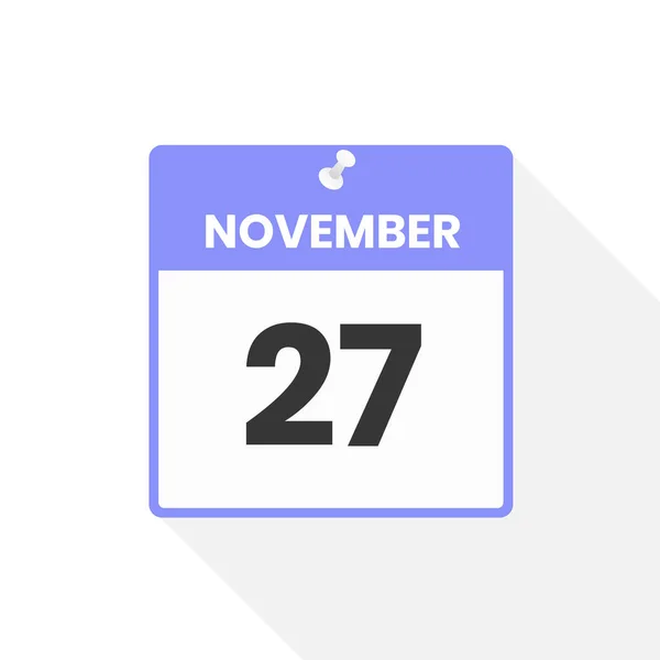 11月27日カレンダーアイコン 月のカレンダーのアイコンのベクトルイラスト — ストックベクタ
