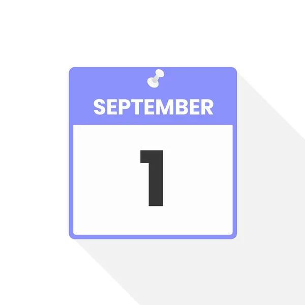 Września Ikona Kalendarza Data Ilustracja Wektora Kalendarza Miesięcznego — Wektor stockowy