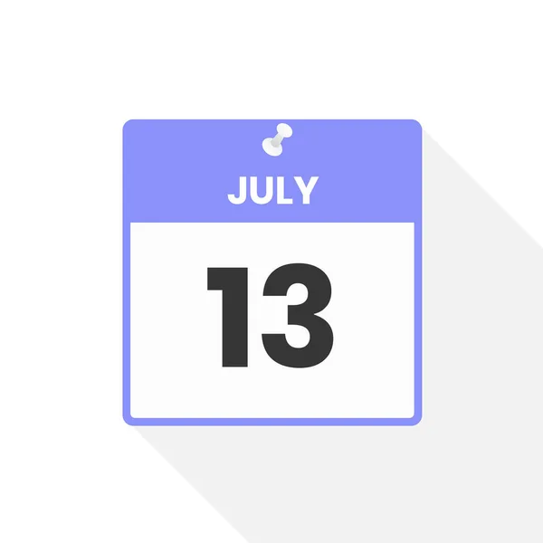 7月13日カレンダーアイコン 月のカレンダーのアイコンのベクトルイラスト — ストックベクタ