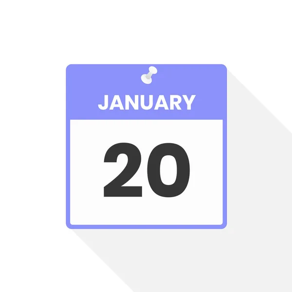 1月20日日历图标 月份日历图标矢量插图 — 图库矢量图片