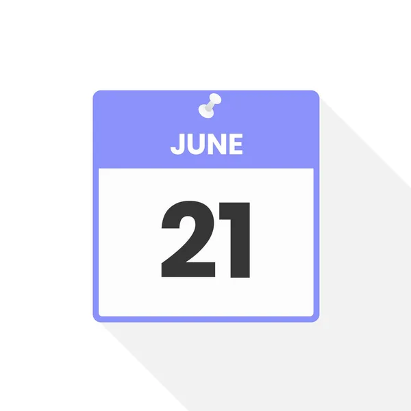 6月21日日历图标 月份日历图标矢量插图 — 图库矢量图片
