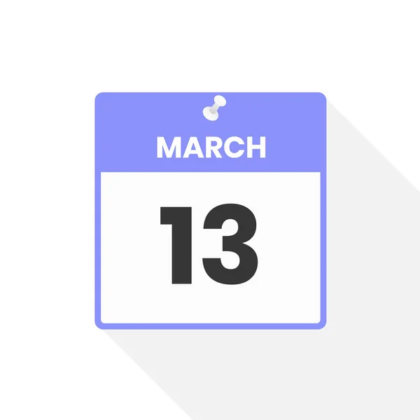 3月13日日历图标 月份日历图标矢量插图 — 图库矢量图片