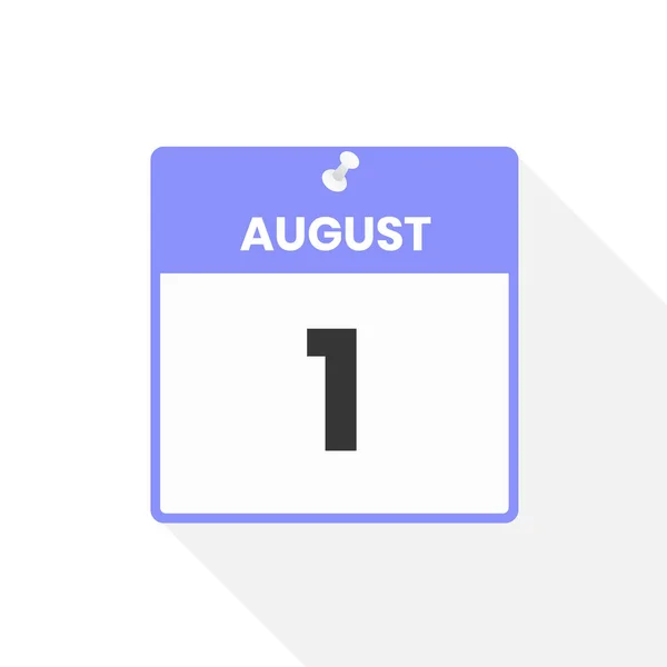 Augustus Kalender Icoon Datum Maand Kalender Pictogram Vector Illustratie — Stockvector