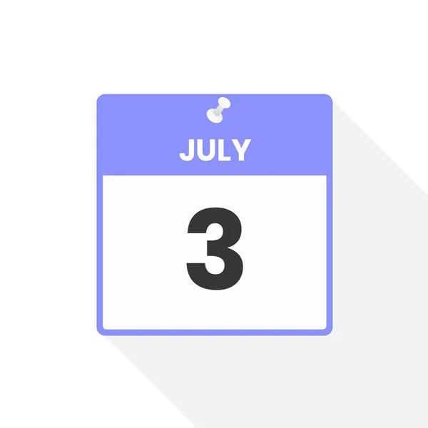 7月3日カレンダーアイコン 月のカレンダーのアイコンのベクトルイラスト — ストックベクタ