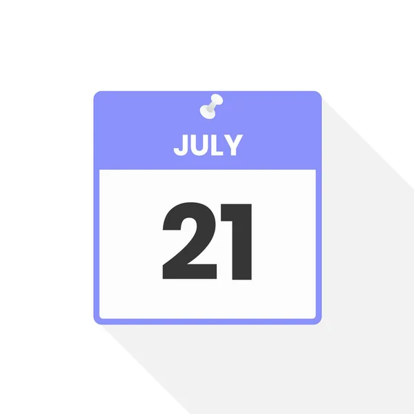 7月21日カレンダーアイコン 月のカレンダーのアイコンのベクトルイラスト — ストックベクタ