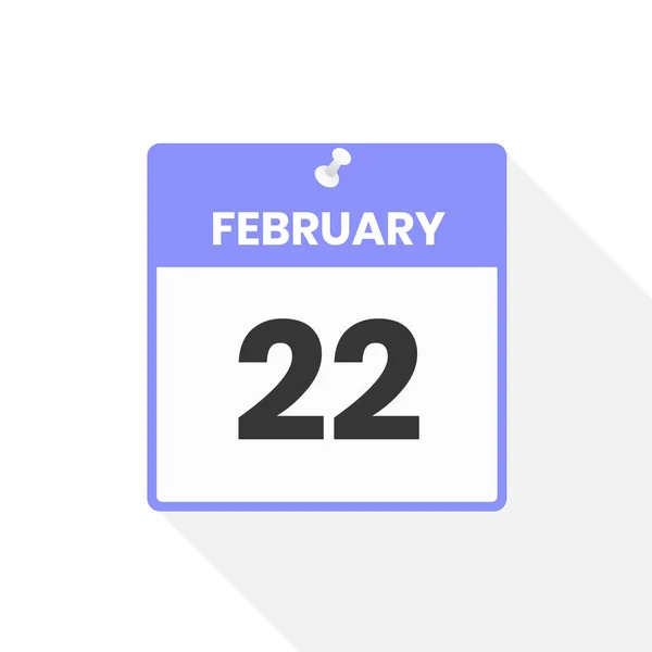 2月22日日历图标 月份日历图标矢量插图 — 图库矢量图片