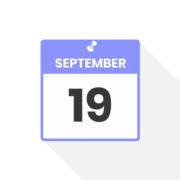 9月19日日历图标 月份日历图标矢量插图 — 图库矢量图片