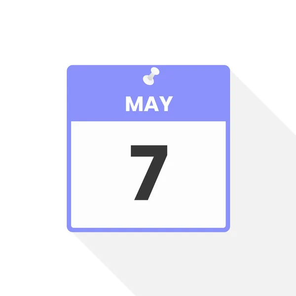 5月7日カレンダーアイコン 月のカレンダーのアイコンのベクトルイラスト — ストックベクタ