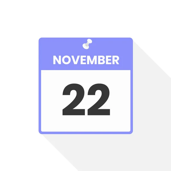 11月22日カレンダーアイコン 月のカレンダーのアイコンのベクトルイラスト — ストックベクタ