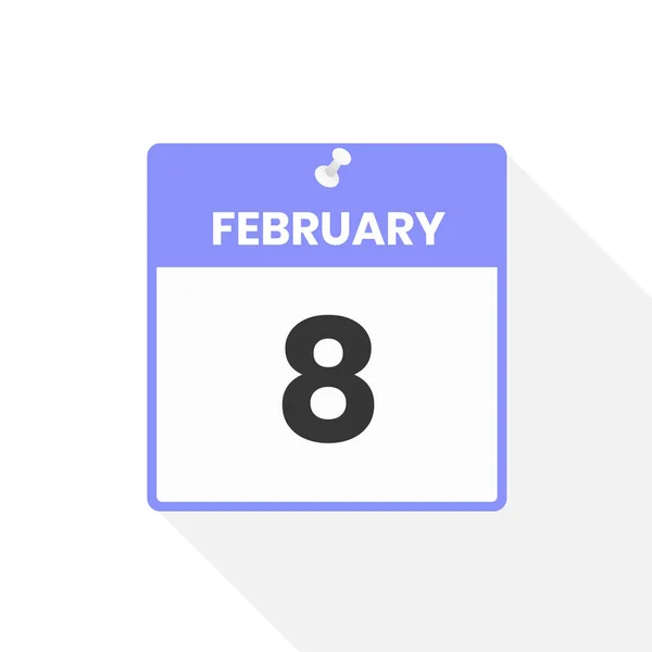 2月8日日历图标 月份日历图标矢量插图 — 图库矢量图片