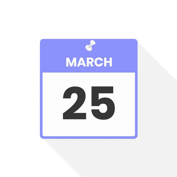 3月25日日历图标 月份日历图标矢量插图 — 图库矢量图片