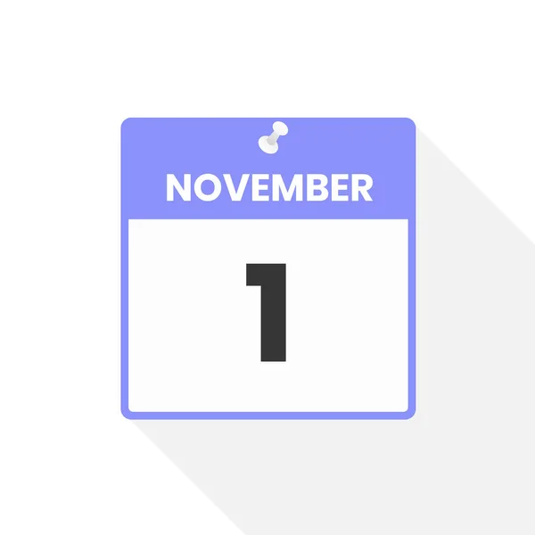 11月1日カレンダーアイコン 月のカレンダーのアイコンのベクトルイラスト — ストックベクタ