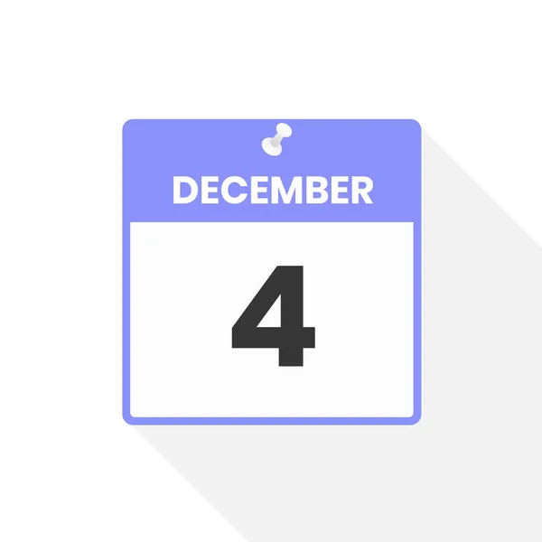 12月4日日历图标 月份日历图标矢量插图 — 图库矢量图片