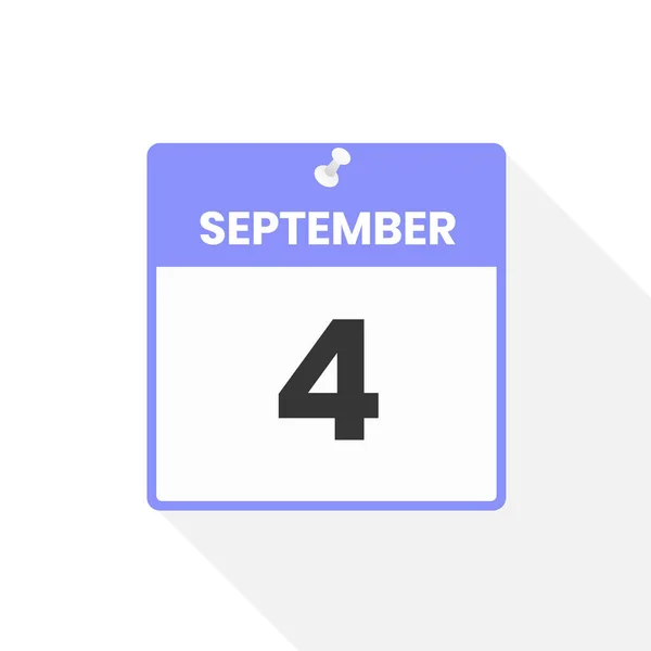9月4日日历图标 月份日历图标矢量插图 — 图库矢量图片