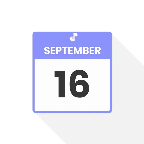 9月16日日历图标 月份日历图标矢量插图 — 图库矢量图片