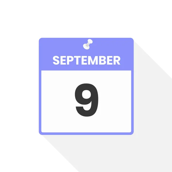 9月9日カレンダーアイコン 月のカレンダーのアイコンのベクトルイラスト — ストックベクタ
