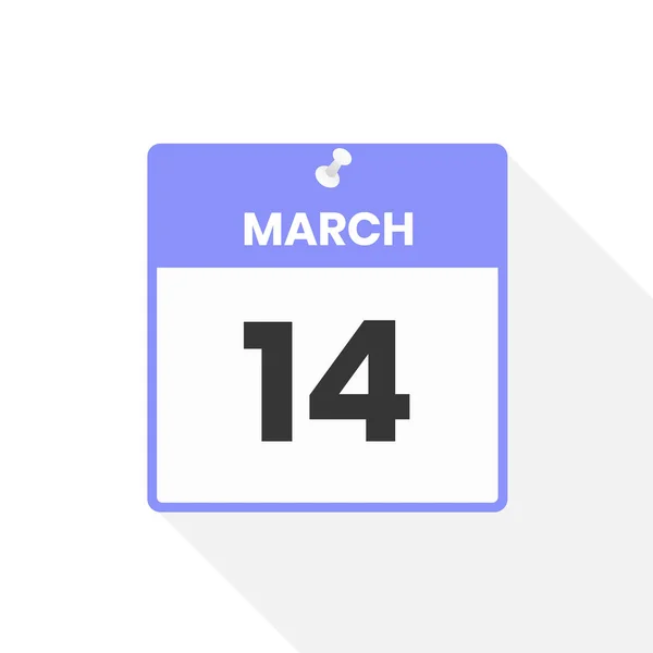 3月14日日历图标 月份日历图标矢量插图 — 图库矢量图片