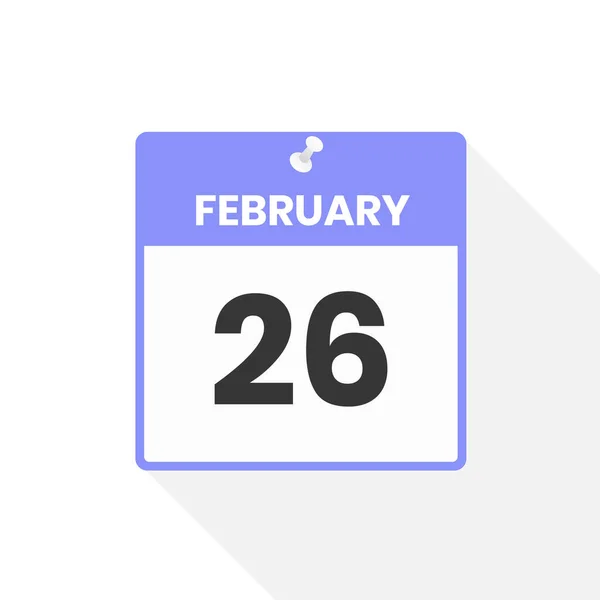 Února Ikona Kalendáře Datum Ilustrace Vektoru Měsíčního Kalendáře — Stockový vektor