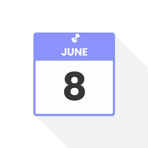 六月八日日历图标 月份日历图标矢量插图 — 图库矢量图片