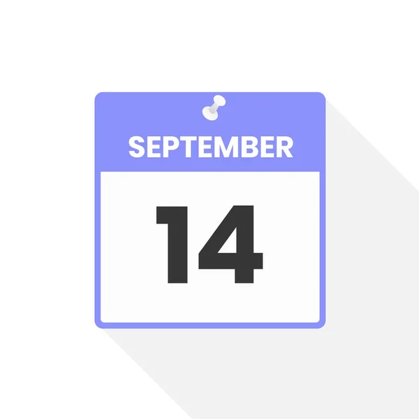 9月14日日历图标 月份日历图标矢量插图 — 图库矢量图片