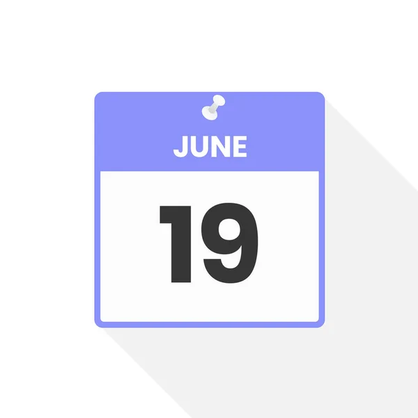 6月19日日历图标 月份日历图标矢量插图 — 图库矢量图片