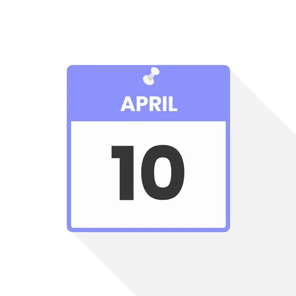 4月10日日历图标 月份日历图标矢量插图 — 图库矢量图片