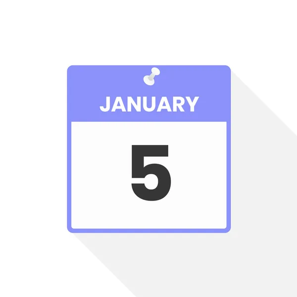 1月5日日历图标 月份日历图标矢量插图 — 图库矢量图片