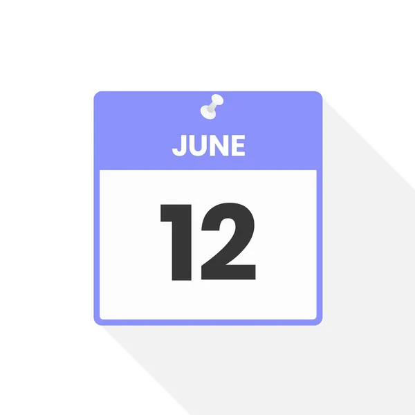 6月12日日历图标 月份日历图标矢量插图 — 图库矢量图片
