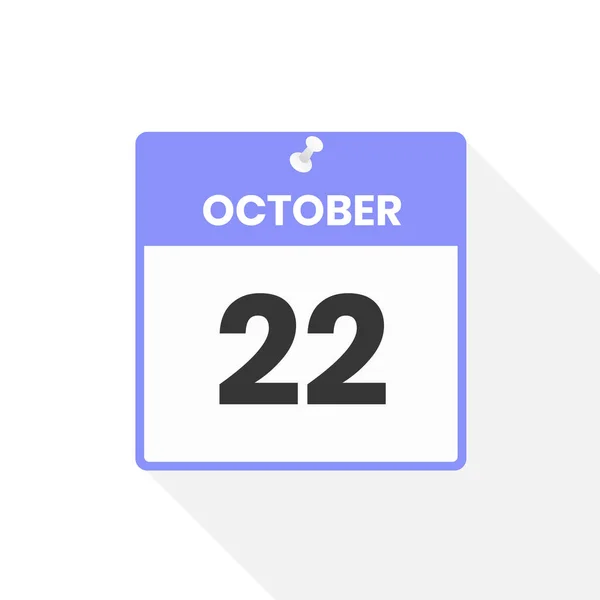 10月22日日历图标 月份日历图标矢量插图 — 图库矢量图片