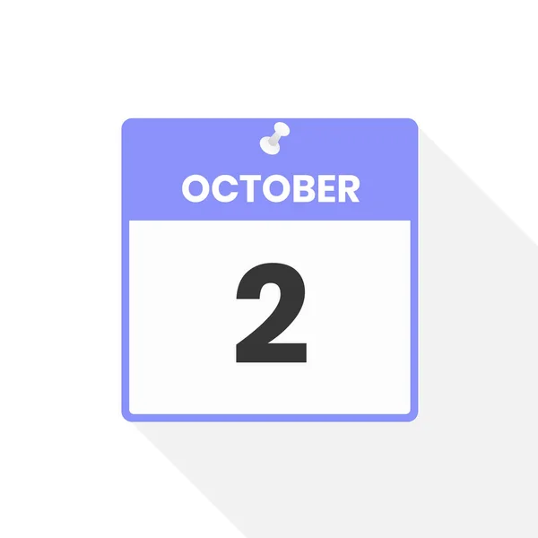 10月2日カレンダーアイコン 月のカレンダーのアイコンのベクトルイラスト — ストックベクタ
