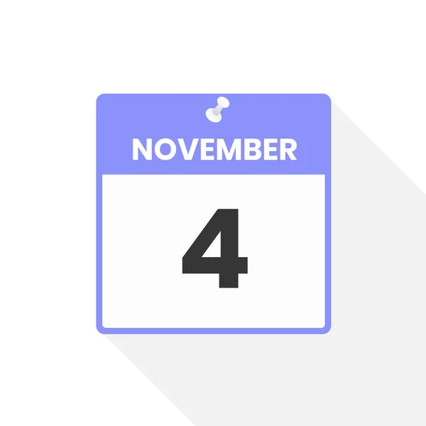November Kalender Ikon Datum Månadskalender Ikon Vektor Illustration — Stock vektor