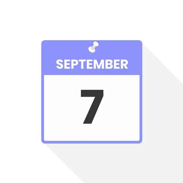 9月7日日历图标 月份日历图标矢量插图 — 图库矢量图片