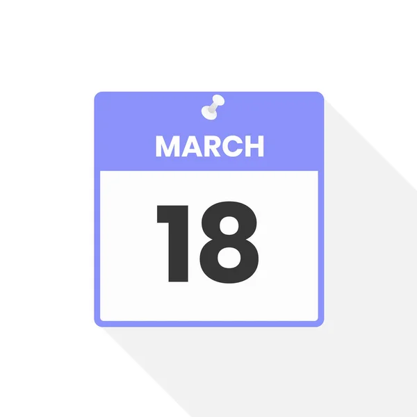3月18日カレンダーアイコン 月のカレンダーのアイコンのベクトルイラスト — ストックベクタ