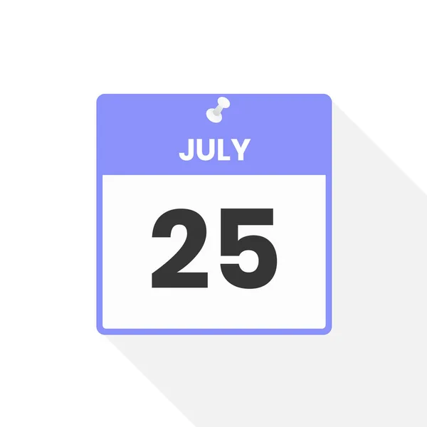 Července Ikona Kalendáře Datum Ilustrace Vektoru Měsíčního Kalendáře — Stockový vektor