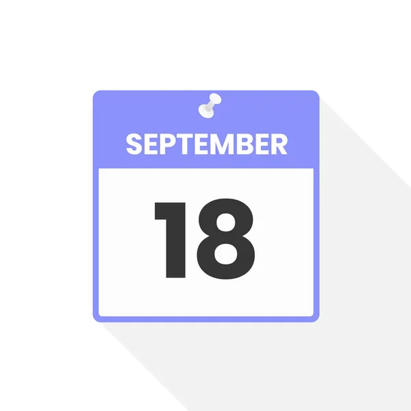 9月18日カレンダーアイコン 月のカレンダーのアイコンのベクトルイラスト — ストックベクタ
