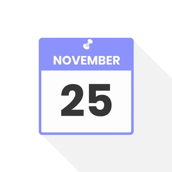 11月25日カレンダーアイコン 月のカレンダーのアイコンのベクトルイラスト — ストックベクタ