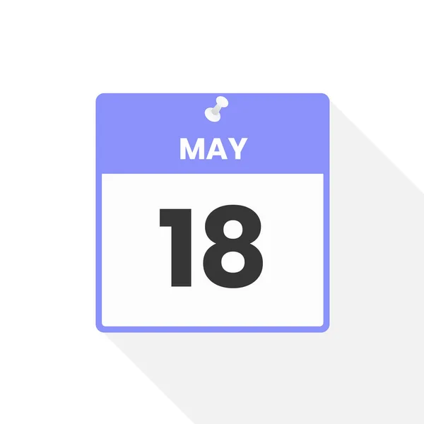5月18日カレンダーアイコン 月のカレンダーのアイコンのベクトルイラスト — ストックベクタ