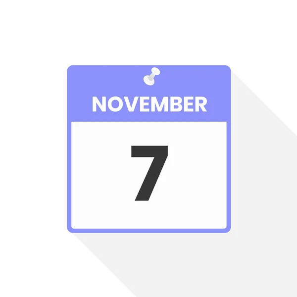 11月7日日历图标 月份日历图标矢量插图 — 图库矢量图片