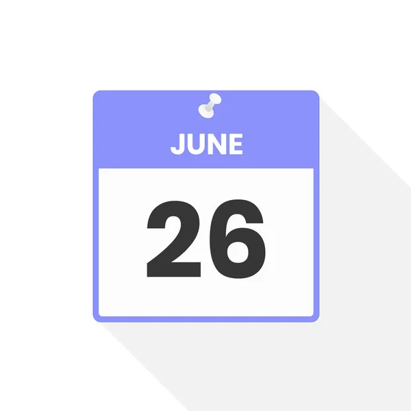 6月26日カレンダーアイコン 月のカレンダーのアイコンのベクトルイラスト — ストックベクタ