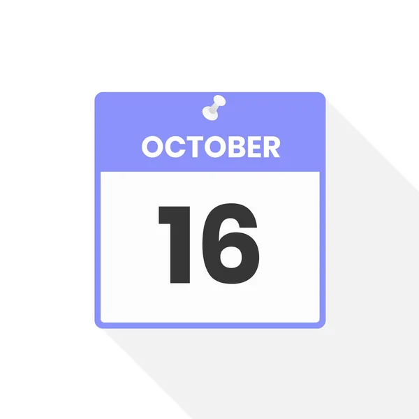 10月16日カレンダーアイコン 月のカレンダーのアイコンのベクトルイラスト — ストックベクタ