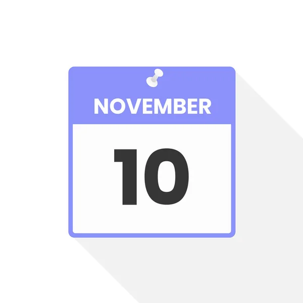 11月10日カレンダーアイコン 月のカレンダーのアイコンのベクトルイラスト — ストックベクタ