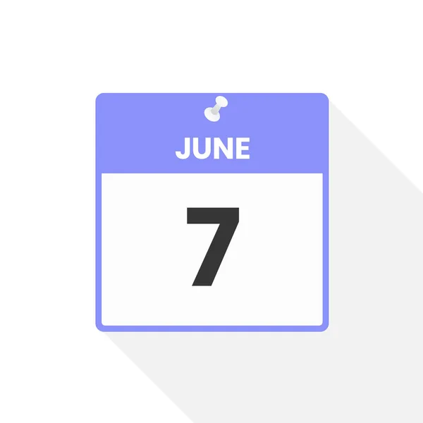 6月7日日历图标 月份日历图标矢量插图 — 图库矢量图片