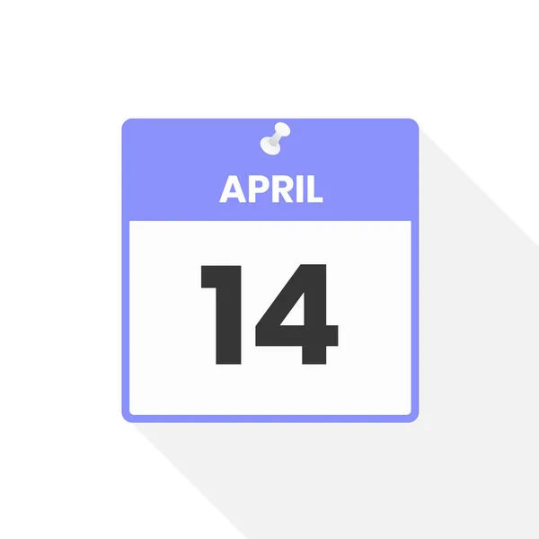 4月14日日历图标 月份日历图标矢量插图 — 图库矢量图片