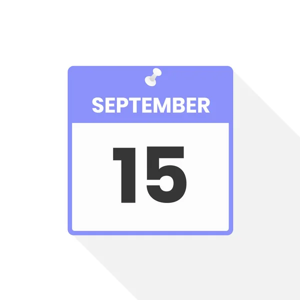 9月15日日历图标 月份日历图标矢量插图 — 图库矢量图片