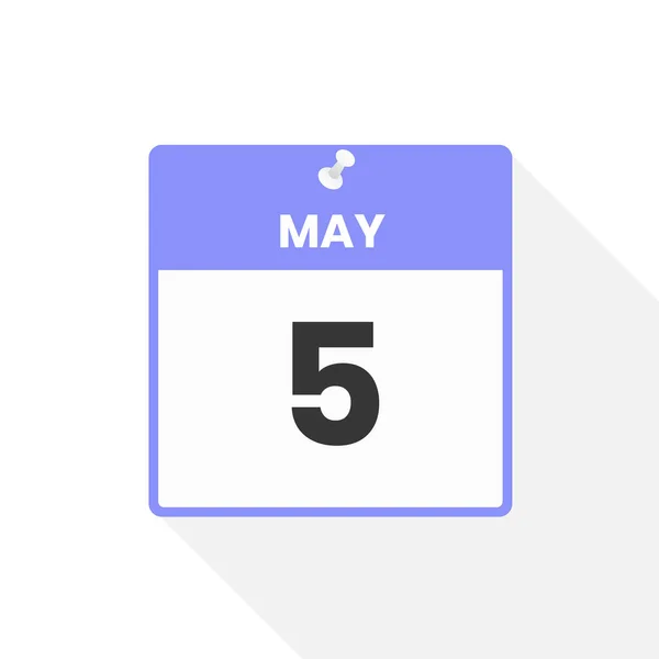 5月5日カレンダーアイコン 月のカレンダーのアイコンのベクトルイラスト — ストックベクタ