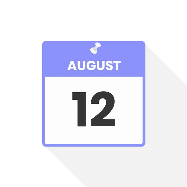 8月12日日历图标 月份日历图标矢量插图 — 图库矢量图片