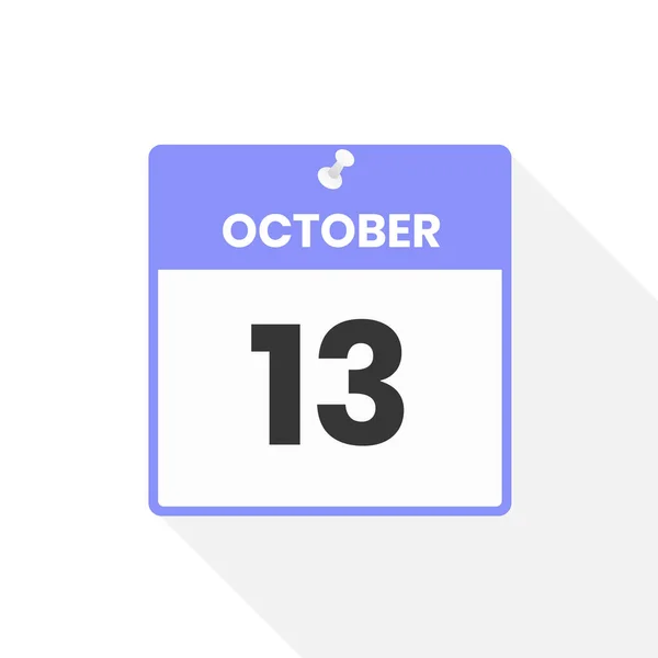 10月13日日历图标 月份日历图标矢量插图 — 图库矢量图片